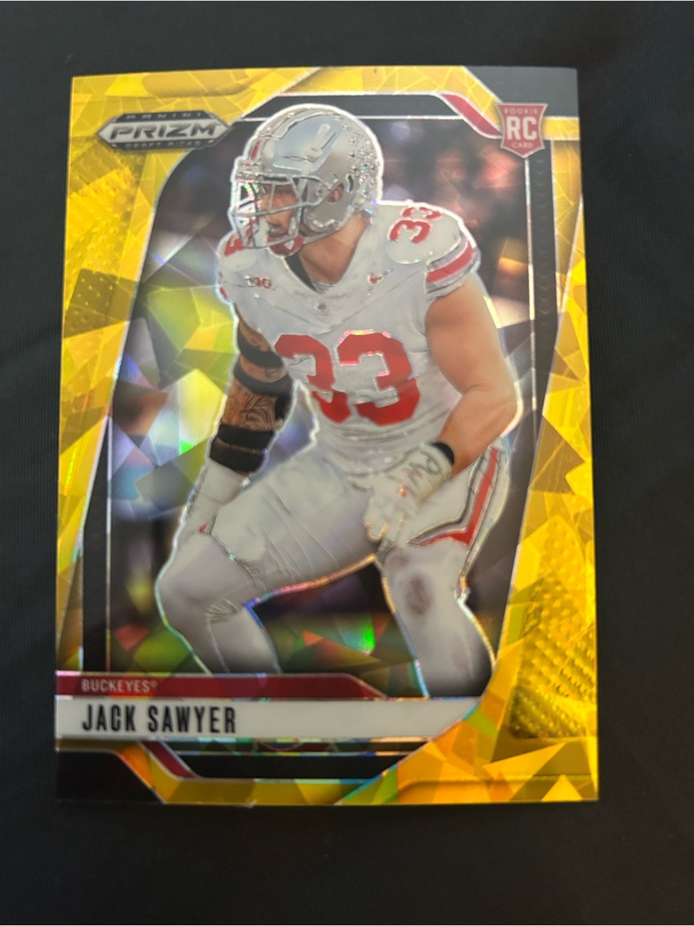 Panini Prizm Jack Sawyer Yellow Gold Parallel Football Card